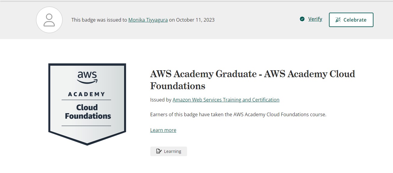 AWS Academy Graduate Award